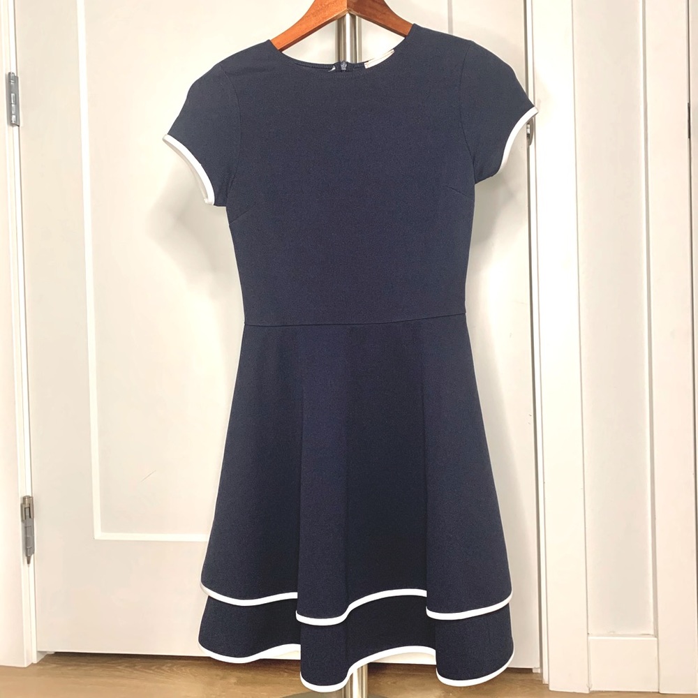Love Ady Navy Ruffle Skater Dress, Size S